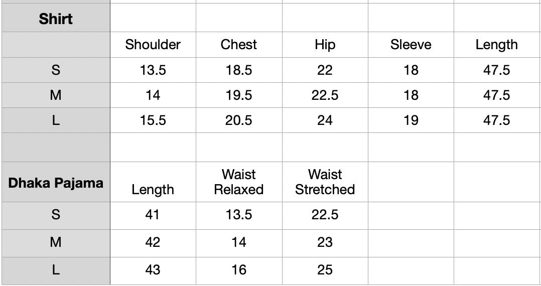 Size chart