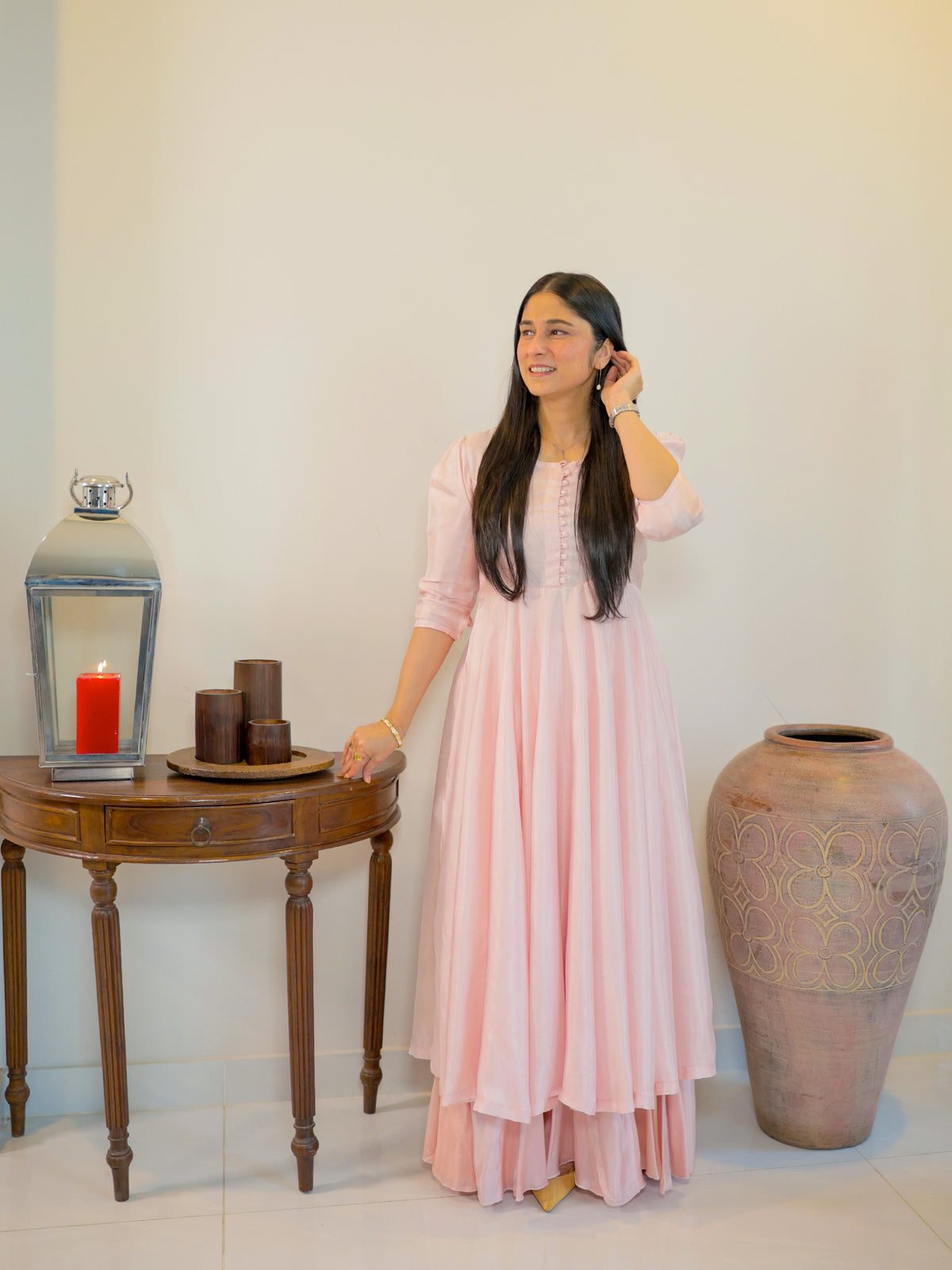 Pink Pishwas With Kaliyon Wala Dhaka Pajama