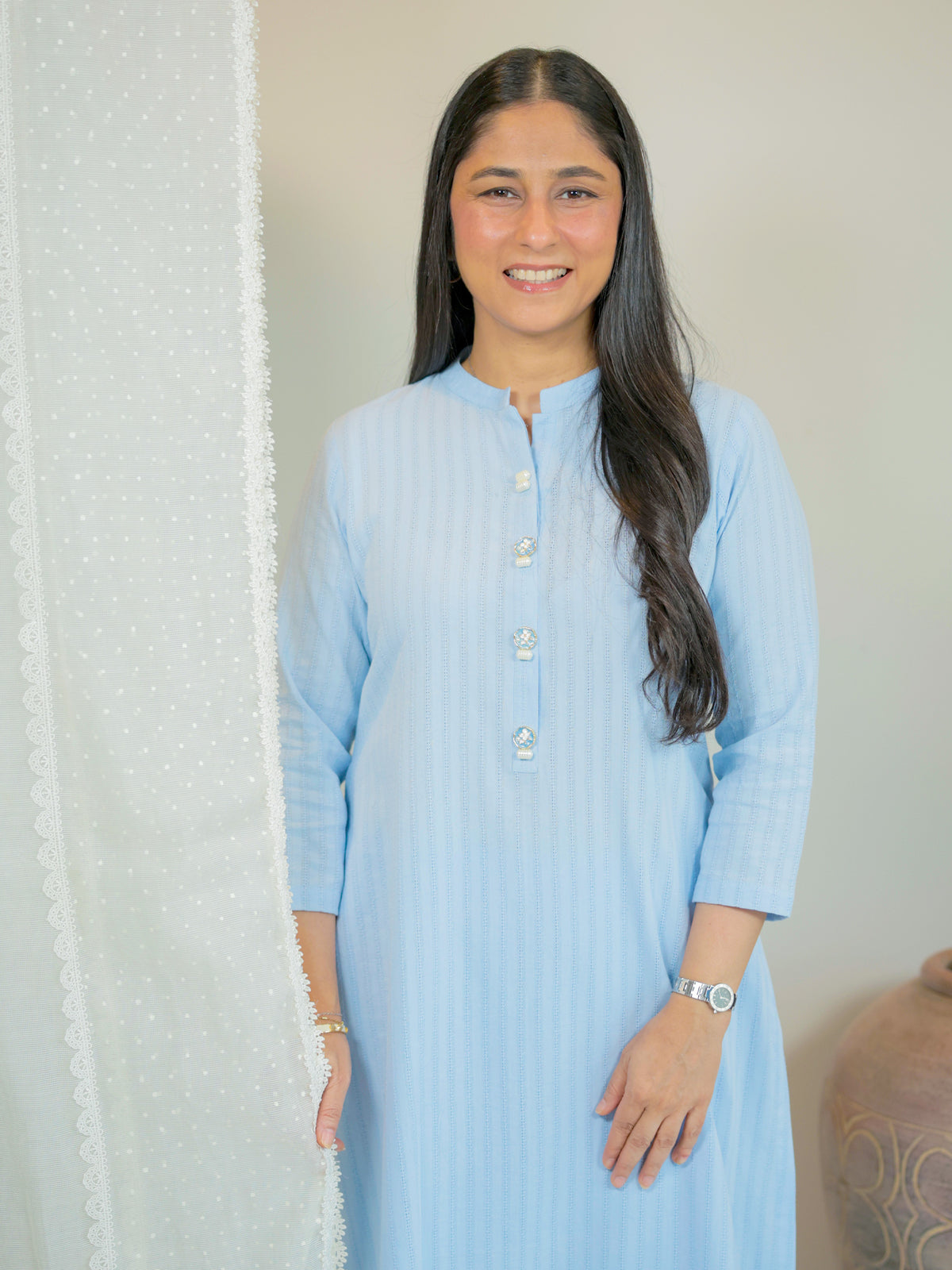 Light Blue Kurta & Slim Dhaka Pajama Set