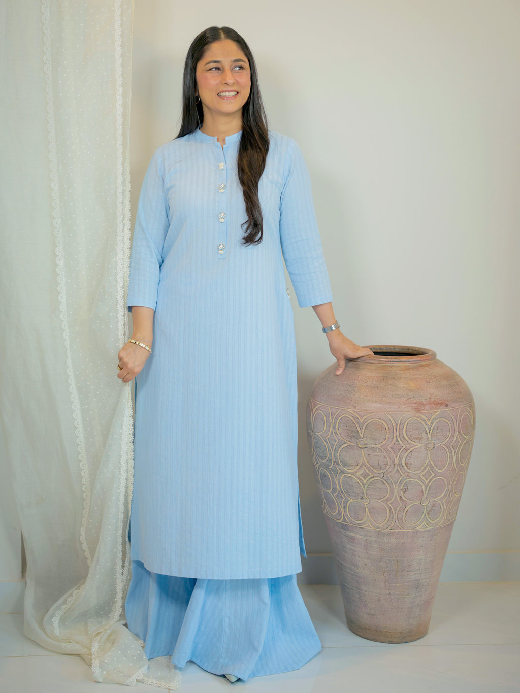 Light Blue Kurta & Slim Dhaka Pajama Set