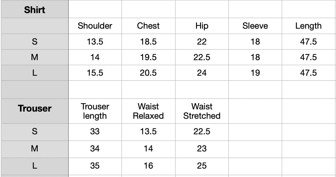 Size chart