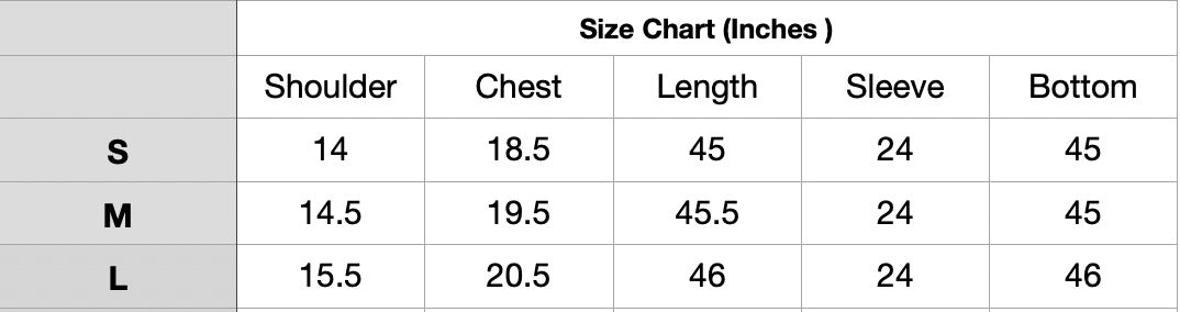 Size chart